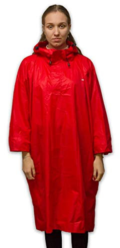 LOWLAND OUTDOOR Regenponcho - Wasserdicht (7000mm Wassersäule), Rot, XL