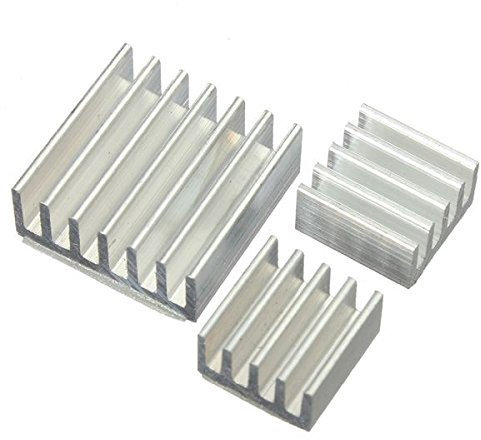HALJIA 3x Aluminium Heatsink Cooler Cooling set Compatible with Raspberry Pi 3 Model B/Pi 2 Model B/Pi B+ (B plus) - Set of 3 Heat Sinks