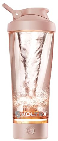 VOLTRX Premium elektrisk proteinblandare flaska, tillverkad med Tritan – BPA-fri – 600 ml Vortex bärbar mixkopp, USB C uppladdningsbara shaker koppar för proteinshakes (rosa)