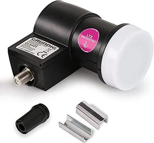 GSS Single LNB para antena parabólica – para 1 participante, LNC digital de 1 compartimento con filtro LTE, recepción Full HD 4K HDTV, para receptor de satélite, antena satélite + ayuda para enroscar