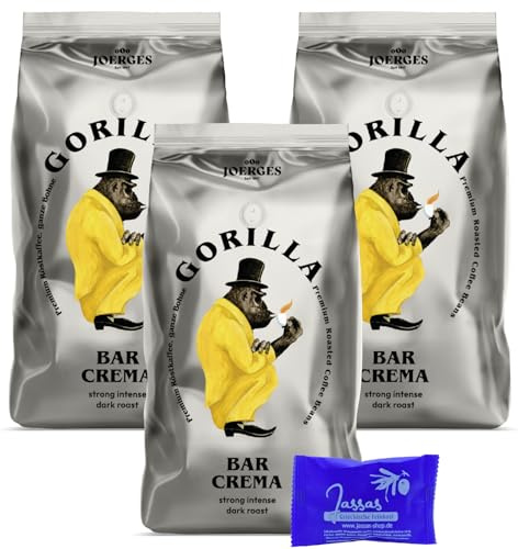 Gorilla Espresso Bar Crema 3x 1000g Joerges + Jassas Gebäck | Gorilla Kaffee | Gorilla Espresso