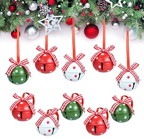 Naler Grelot Noël 4CM, 24pcs Clochettes pour décoration Arbre,3 Couleurs Jingle Bells Multicolore Grelots en Métal, Ornements Pendentifs pour Noël Mariage Fête Anniversaire