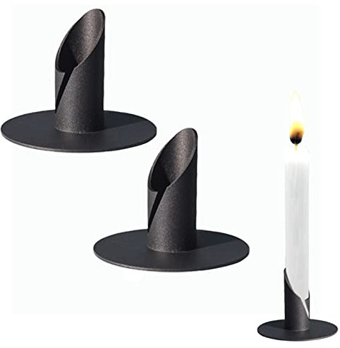 Portacandele, 2,2CM Portacandele per Cena a lume di Candela, Utilizzato per la Decorazione del Soggiorno e Della Camera da Letto, 2 Pezzi, Nero