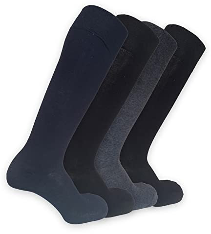 Lucchetti Socks Milano 4 PAIA Calze Uomo Lunghe Sanitarie in Caldo Cotone, Elastiche Morbide Senza Polsino, Rimagliate, Invernali, Comfort Circolazione, Made in Italy (40-46, Dark (Scuri))