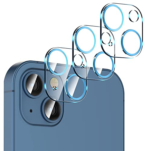IOPYKKOA [3 Stück Kameraobjektivschutz kompatibel mit iPhone 13/13 Mini gehärtetem Glas, [hüllenfreundlich] [Kratzfest] [einfache Installation] – Blauer Kreis Linse