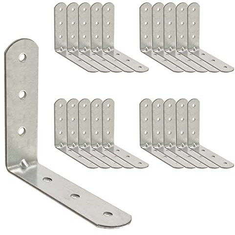 OMIDEAS 20 x Équerre de Fixation (60 x 60 x 16) Support d'angle Droit en forme de L, Équerre Angle 90 Degrés en Acier, Équerre étagère, Équerre de Coin