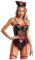 inhzoy Damen Krankenschwester Outfit Lack Leder Netz Catsuit Stringbody Krankenschwester Zubehör Set Sexy Halloween Karneval Kostüm Party Cosplay Set Schwarz L