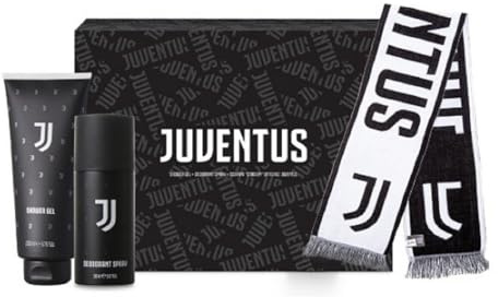 JUVENTUS | Confezione Regalo Uomo, Deodorante 150 ml + Docciaschiuma 200 ml + Sciarpa