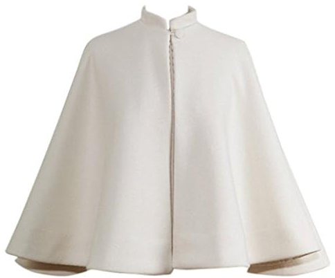MAYILNSIN Capa de invierno para mujer, mezcla de lana, poncho envolvente, chal, cárdigan blanco para boda, novia, damas de honor, blanco, XS