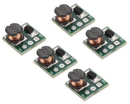 sourcing map DC-DC Boost Converter Voltage Regulator Step Up Module Mini Module 0.9-5V to 5V 0.48A for Power Adjustment Power Transformers 5 Pcs