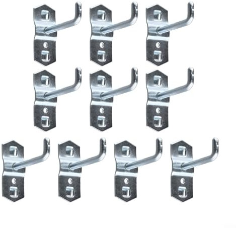10PCS Tool Holders, 50Mm Hook End Slanted Perforated Wall Hooks Steel Pegboard Storage System for Garage Workshop Organization Hanging Tools Equipment