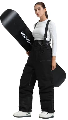 GSOU SNOW Pantalon de Ski Femme Pantalon de Snowboard, Baggy Unisexe Imperméable Coupe-Vent Respirant Chaud