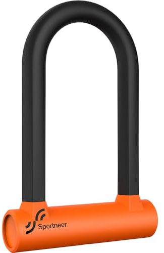 Sportneer Bike Lock - 17mm Shackle Heavy Duty Anti Theft Bike U Lock with 2 Keys - Bicycle U-Locks with Sturdy Mounting Bracket for Road, Mountain, Electric & Folding Bike, Size 7.76''x5.02''
