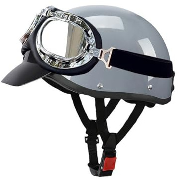 BDBLFLTZ Mezzo Casco, caschi per Scooter ad Alta Protezione, caschi per Uomo e Donna, caschi per Adulti, caschi per Scooter elettrici, caschi da Arrampicata per Adulti e Ragazzi Gray B