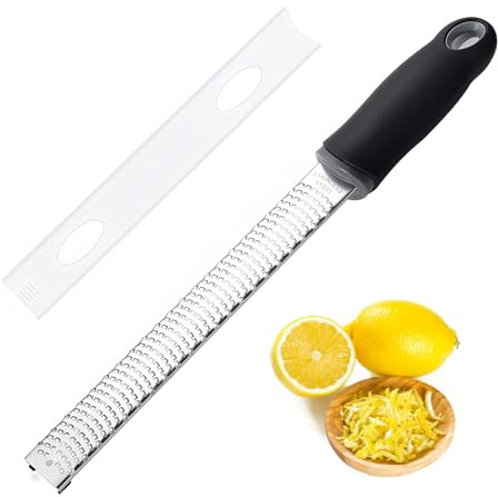 Knoblauchreibe Reibe Parmesanreibe Zitronenreibe IngwerreibeFein Zester Muskatreibe Raspel Kchenreibe Zitronen Splmaschinenfest Edelstahl, ingwer reibe mit Schutzhülle und Reinigungsbürste, Silber