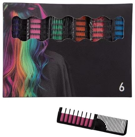 Juego de teñido de cabello vibrante de larga duración, fórmulas de base de plantas, peine de tiza para retención de color para cuero cabelludo sensible, teñido de 6/10 colores