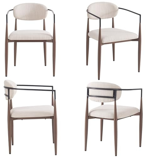 BXEYXE Juego de 4 sillas de comedor de lino de alta calidad, diseño ergonómico con pie ajustable