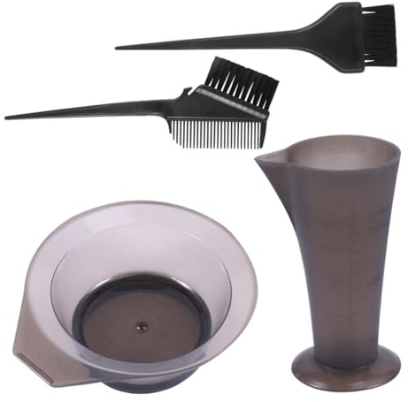 Hemobllo Kit de Tinte Cabello 4 Piezas Cuenco Medidor Pincel Plástico Colores Surtidos para Uso Doméstico y Salón Fácil Aplicación Profesional Color Aleatorio