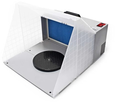 Wiltec Airbrush Absauganlage 3 m³/min, nur 52 dB, zur Absaugung von Farbe Farbnebel Sprühnebel, Filter erweiterbar, hochwertige Lackierkabine für Airbrush-Arbeiten