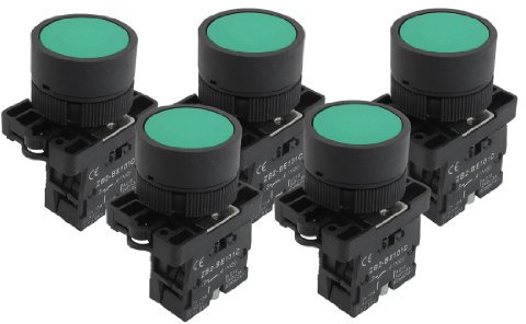 sourcing map A12082000ux0366 1 NO N/O Green Sign Momentary Push Button Switch, 600V, 10 Amp, ZB2-BE101C, 5 x 22 mm