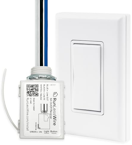 RunLessWire Single Battery-Free Wireless Light Switch Kit - White