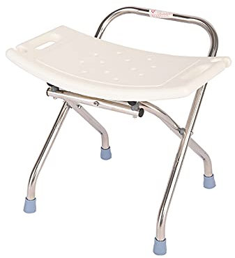 Sgabello Pieghevole per Doccia Pieghevole Sgabello Sedile per Doccia per Sedia Antisdrucciolevole Anziano/disabilitato Sgabello da Bagno con Manico in Bianco (45cm)