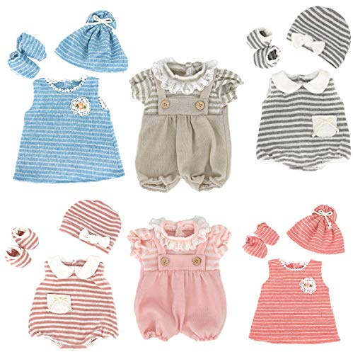 DC-BEAUTIFUL 6 Set Clothes Gift for Infant, Girl Baby, 14 Inch -18 Inch Includes Doll Outfits Dress Hat Socks, Total 14 Pcs Onesies Clothes Pajamas Costumes