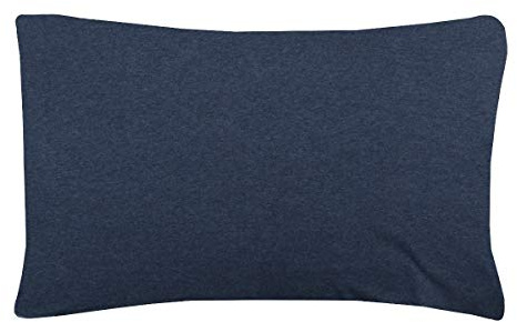 Sleepdown Jersey Melange Housewife Standard Pillowcase Pair Pack Warm Cosy Easy Care Plain Yarn Dyed Pillow Cover Bed Linen - 50cm x 75cm (Standard (50x75 cm), Dark Blue)