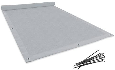 ALOHA Balkon Sichtschutz Balkonverkleidung Balkonabdeckung Balkonumspannungen Windschutz für Balkongeländer Garten mit Kabelbinder und Ösen (Wasserdicht Grau / 0,9m x 3m)