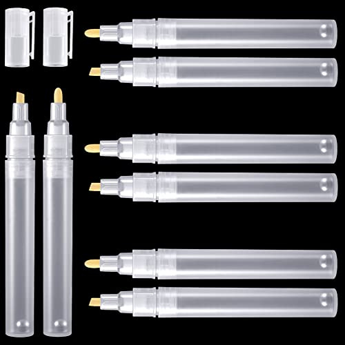 Sepamoon Set of 6 Empty Fillable Paint Markers, 3-6 mm Multi Tip | Refillable Acrylic Pens with Round Tilted Flat Tips, Clear Barrel for Graffiti Touch up Drawing, Reusable Empty Markers