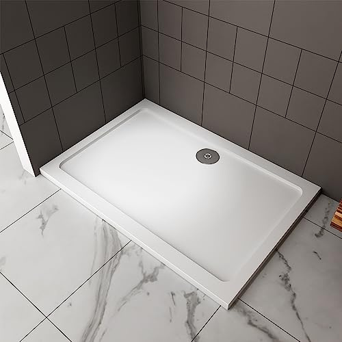 Shower Enclosure Base White Rectangle Shower Stone Tray 900X800MM Include Waste Trap