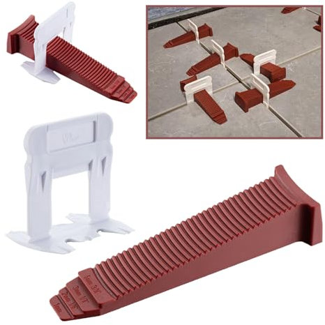 Sistema de nivelación de azulejos de 200 piezas, 3 mm, juego de 100 lengüetas de tracción + 100 cuñas para azulejos, herramienta de colocación de azulejos