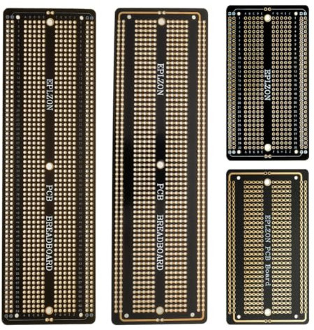 EPLZON 2Stück 6.8x2.05 & 2Stück 3.5x2.05 Breadboard Lötbar Prototyp PCB Board Kit für Elektronik Projekte Kompatibel für DIY Lötkreise Projekte Prototyp Board,schwarz