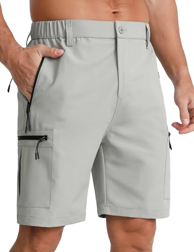 APTRO Herr cargo vandringsshorts utomhus lätt golf vardagliga shorts för män med 5 fickor med dragkedja