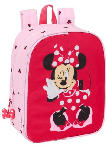 Safta MINNIE MOUSE NAIVE - Mochila Guardería, Adaptable a Carro, Fácil Limpieza, Ideal para Niños de Diferentes Edades, Cómoda y Versátil, Calidad y Resistencia, 22x10x27 cm