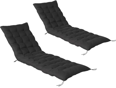 IDMarket - Lot de 2 Coussins Universel de transat Adam 180 cm Noir