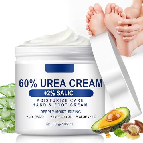 Crema di urea, 60% – 200 g, crema di riparazione per piedi e mani, 60% urea, crema per piedi anti-calli – Crema per piedi – Spessore massimo per talloni secchi, screpolati, gomiti