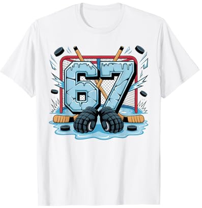 Hockey 67 Drip Ice Rink Gloves Meme Six Seven Sports Boys T-Shirt