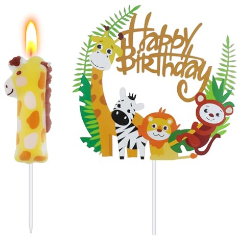 Alaoo Candele di 1° Compleanno, Candela di Compleanno a Tema Animale