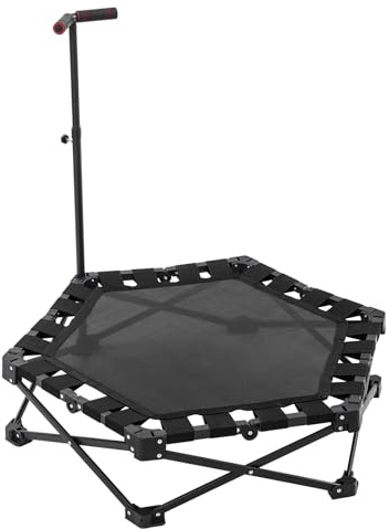 CHIMHOON Trampoline de fitness pliable de 120 cm, trampoline d'entraînement hexagonal, charge maximale 130 kg, petite poignée réglable, hauteur réglable, pour adultes