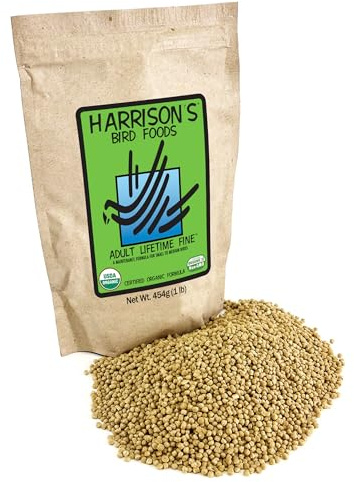 Harrison's Bird Foods Bird Food Adult Lifetime Fine Certified Organic Non-GMO Formula Bird Food 1lb