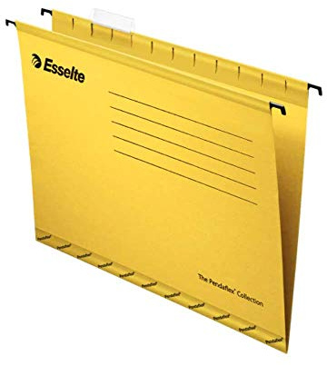 Esselte Classic 90335 Lot de 25 dossiers suspendus renforcés avec onglets 360 x 240 mm Jaune