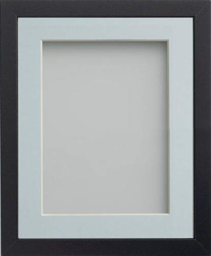 Frame Company Allington Black 9x7 Frame with Light Blue Mount for 7x5 | Fits a 7x5 image with mount or a 9x7 image without mount, Frame size 9x7, Overall approx 10.6x8.6, Real Glass Front