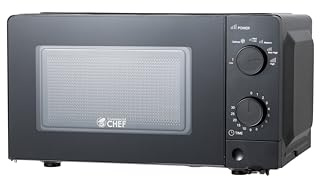 Commercial Chef 0.6 Cu. Ft. Countertop Microwave Oven, Mechanical Dial Controls, 700W, Pull Handle Door, 6 Power Levels, CHM660B, Black