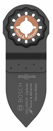 BOSCH Starlock OSL200CR - Herramienta oscilante multiherramienta para lechada y grano de carburo abrasivo para aplicaciones en lijado de madera