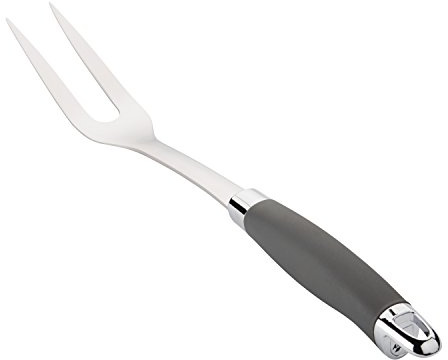 Anolon SureGrip Stainless Steel Meat Fork/Kitchen Tool, 13.25 Inch, Gray,46288