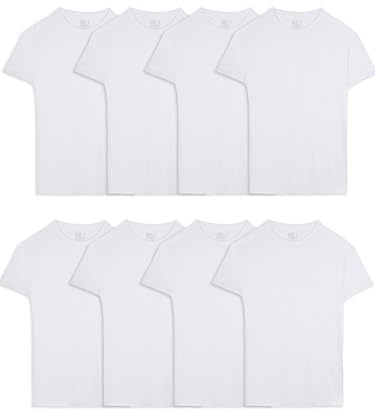 Fruit of the Loom Men's Active Cotton Blend Lightweight Crew T-Shirts Underwear, -cotton blend white Crew T-Shirts (8 Pack), Large