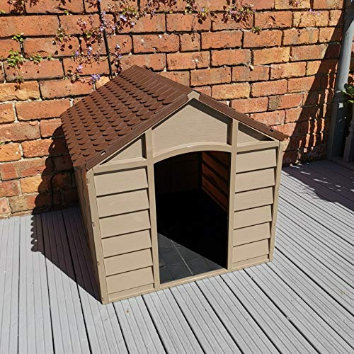 Samuel ALEXANDER Plastic Dog Kennel/House in Brown Garden Patio – 71cm x 71cm x 68cm