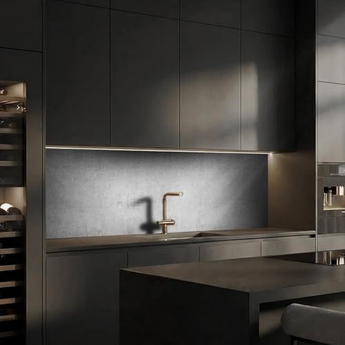 Dedeco köksbakvägg motiv: betong V1, 5 mm hårt skum plastplatta PVC som stänkskydd köksvägg väggskydd vattentät, inklusive UV-lack glänsande, alla underlag, 220 x 60 cm