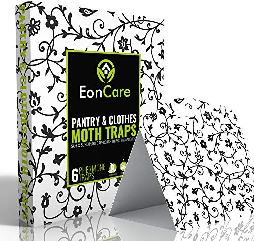 EonCare Pantry & Clothes Moth Traps | Dual Action Formula Captures More Types of Moths | Safe & Natural | 6 Pack | New & Improved 2020